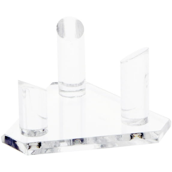 Plymor Clear Acrylic Beveled Triangular Display Base with 3 Display Prongs for Geode, Mineral or Crystal Cluster, 3.125" W x 2.75" D x 1.625" H, Pack of 2