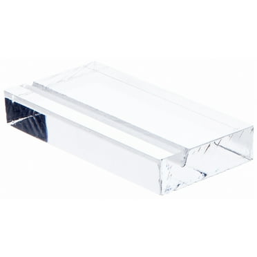 Plymor Clear Acrylic Block with Sign Display Holder Slot, 3" W x 1.5" D x .5" H (3 Pack)