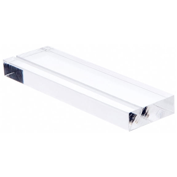 Plymor Clear Acrylic Block with Sign Display Holder Slot, 5" W x 1.5" D x .5" H