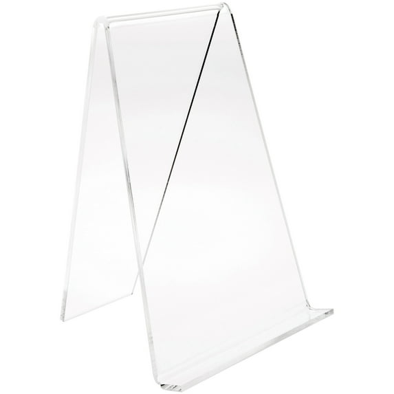 Plymor Clear Acrylic Book Easel with 0.875" Flat Ledge, 7" W x 6.5" D x 9" H, Pack of 3