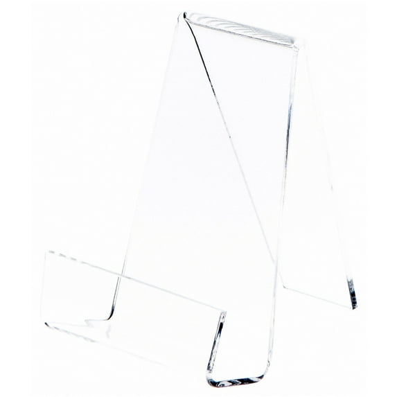 Plymor Clear Acrylic Book Easel with 1.25" Ledge With Lip, 3.625" W x 4.5" D x 4.75" H (6 Pack)