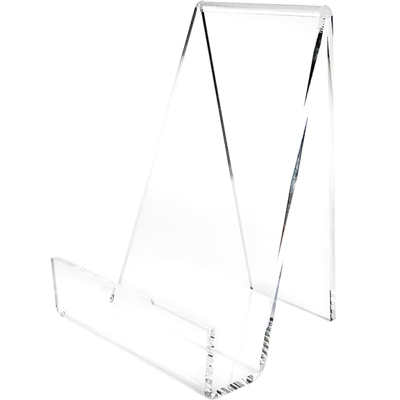 Plymor Clear Acrylic Book Easel with 1.375" Ledge With Lip, 6" W x 5.5" D x 7.25" H