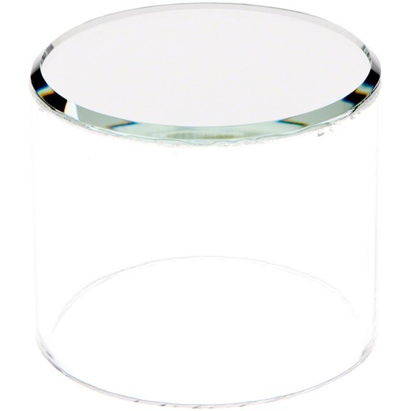 Plymor Clear Acrylic Cylinder Display Riser with Mirror Top, 2" H x 2.5" D (2 Pack)