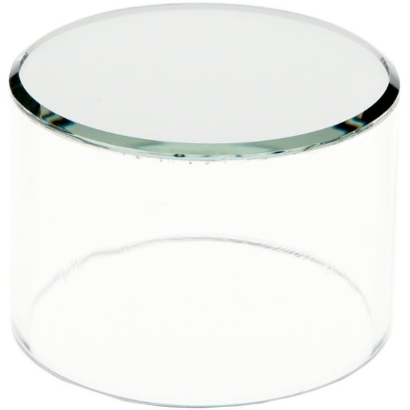 Plymor Clear Acrylic Cylinder Display Riser with Mirror Top, 2" H x 3" D (6 Pack)