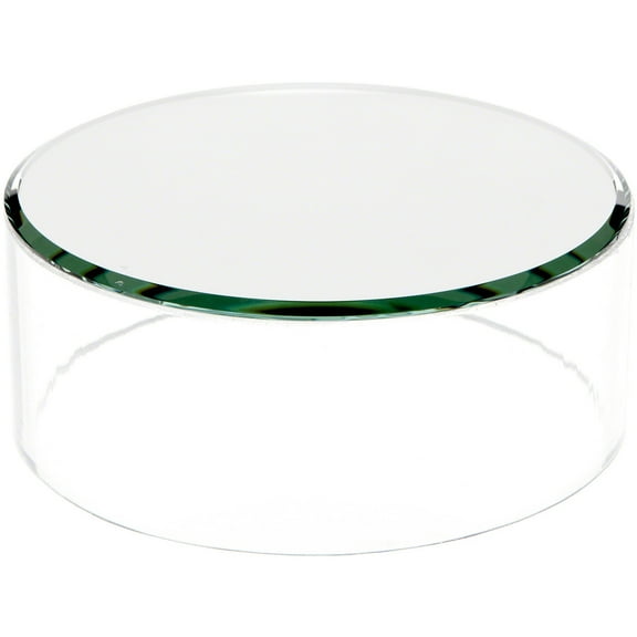 Plymor Clear Acrylic Cylinder Display Riser with Mirror Top, 2" H x 5" D
