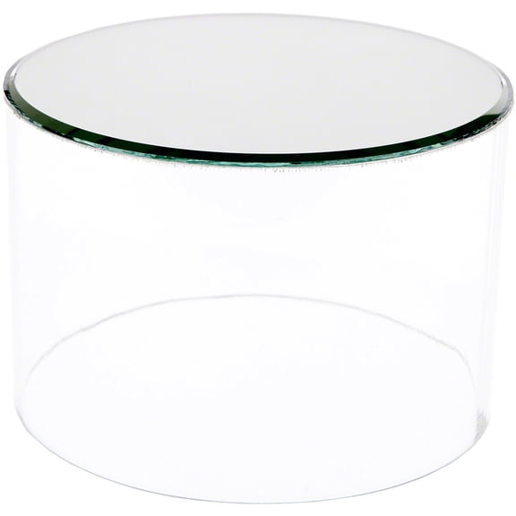 Plymor Clear Acrylic Cylinder Display Riser with Mirror Top, 2" H x 6" D (2 Pack)