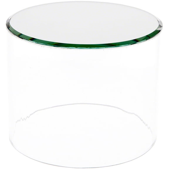 Plymor Clear Acrylic Cylinder Display Riser with Mirror Top, 4" H x 5" D (2 Pack)