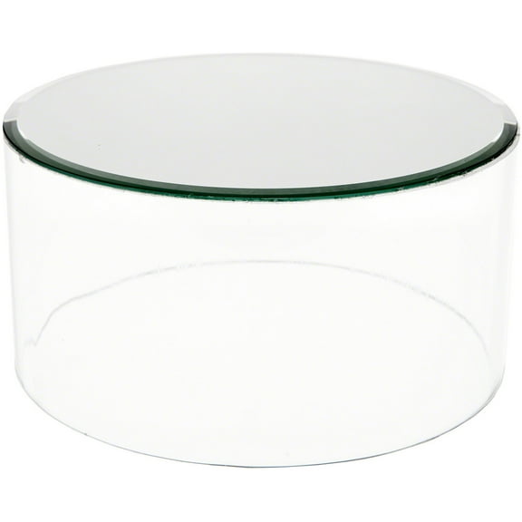 Plymor Clear Acrylic Cylinder Display Riser with Mirror Top, 4" H x 8" D