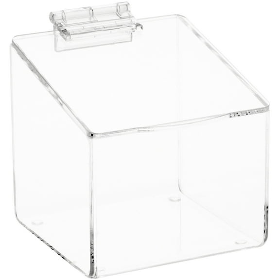 Plymor Clear Acrylic Display Case Box With Angled Top & Hinged Lid, 4" x 4" x 4"