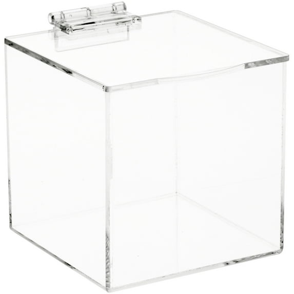 Plymor Clear Acrylic Display Case Box With Hinged Lid, 4" x 4" x 4" (3 Pack)