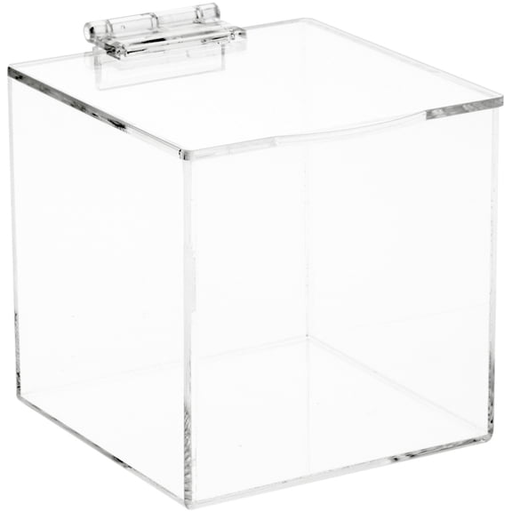 Plymor Clear Acrylic Display Case Box With Hinged Lid, 4" x 4" x 4" (3 Pack)
