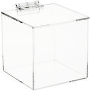 Plymor Clear Acrylic Display Case Box With Hinged Lid, 4" x 4" x 4"