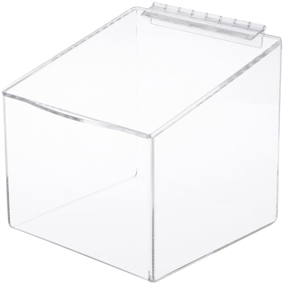 Plymor Clear Acrylic Display Case Box With Angled Top & Hinged Lid, 8" x 8" x 8"