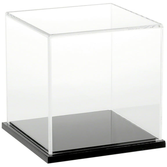 Plymor Clear Acrylic Display Case with Black Base, 6" x 6" x 6"
