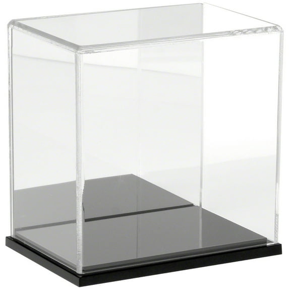 Plymor Clear Acrylic Display Case with Black Base (Mirror Back), 6" W x 4" D x 6" H
