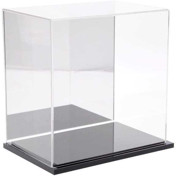 Plymor Clear Acrylic Display Case with Black Base (Mirror Back), 9" W x 6" D x 9" H