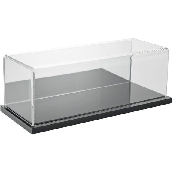 Plymor Clear Acrylic Display Case with Black Base (Mirror Back), 9" x 3.5" x 3"