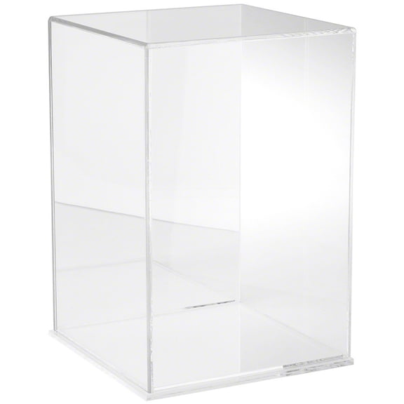 Plymor Clear Acrylic Display Case with Clear Base (Mirror Back), 10" W x 10" D x 15" H