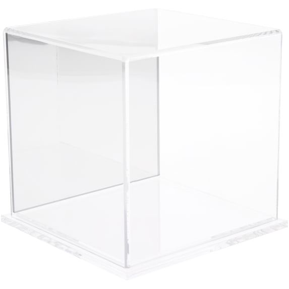 Plymor Clear Acrylic Display Case with Clear Base (Mirror Back), 6" x 6" x 6"