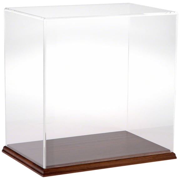 Plymor Clear Acrylic Display Case with Hardwood Base, 12" W x 8" D x 12" H