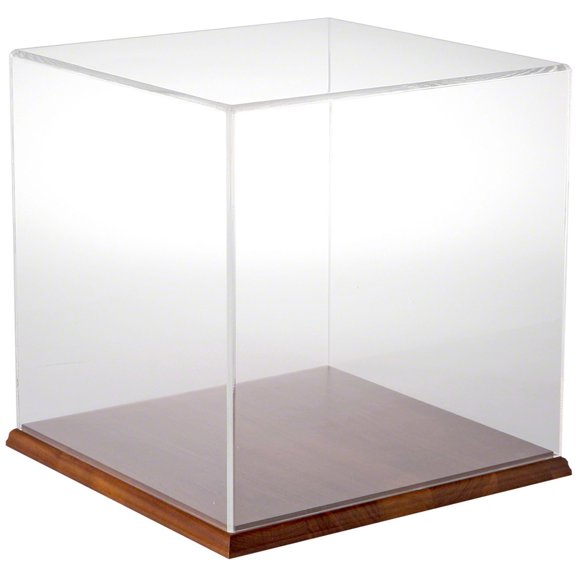 Plymor Clear Acrylic Display Case with Hardwood Base, 12" x 12" x 12"