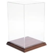 Plymor Clear Acrylic Display Case with Hardwood Base, 5" W x 5" D x 8" H