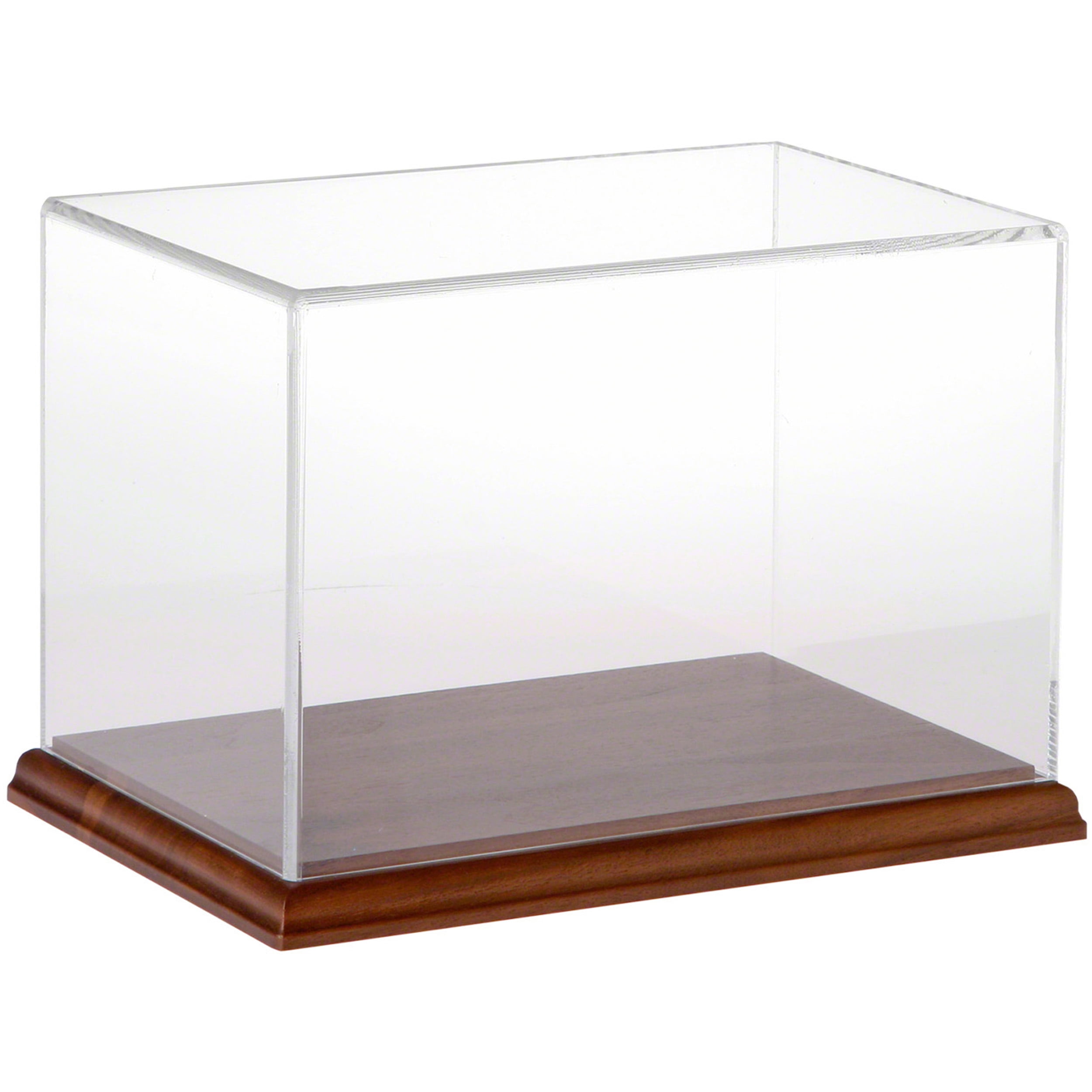 Clear Acrylic Display Case with Walnut Hardwood Base, 9 x 6 inches