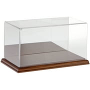 Plymor Clear Acrylic Display Case with Hardwood Base (Mirror Back), 10" W x 5" D x 5" H