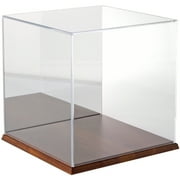 Plymor Clear Acrylic Display Case with Hardwood Base (Mirror Back), 12" x 12" x 12"