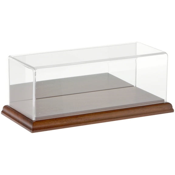Plymor Clear Acrylic Display Case with Hardwood Base (Mirror Back), 9" W x 3.5" D x 3" H