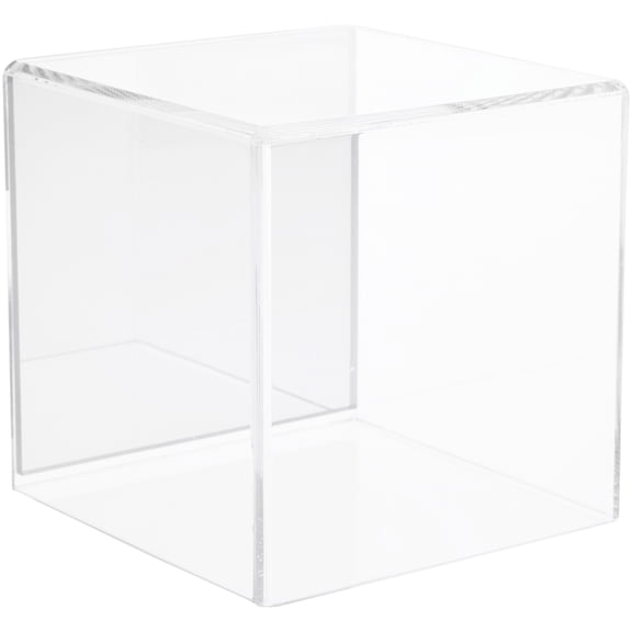 Plymor Clear Acrylic Display Case with No Base (Mirror Back), 4" x 4" x 4"