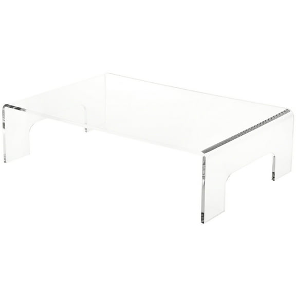 Plymor Clear Acrylic Display Riser with Tray Handles, 4" H x 15" W x 10" D (3/16" thick)