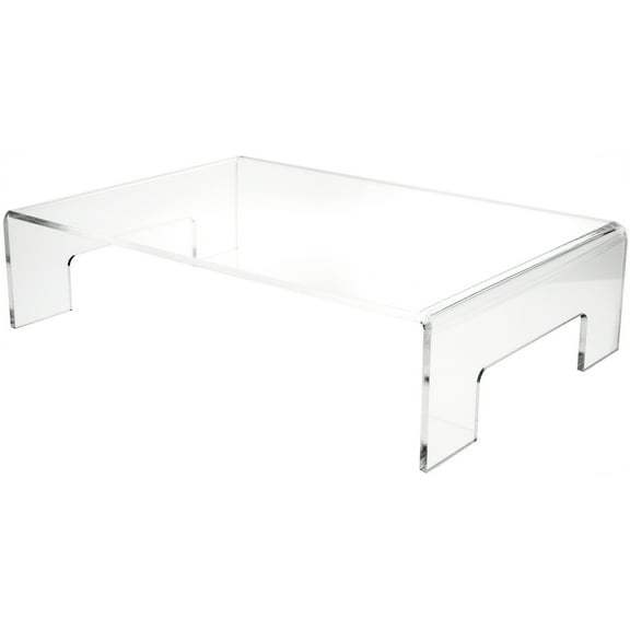 Plymor Clear Acrylic Display Riser with Tray Handles, 6" H x 24" W x 16" D (3/8" thick)