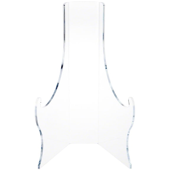 Plymor Clear Acrylic Elevated Flat Back Easel With Deep Support Ledges, 12.625" H x 7.5" W x 7.25" D