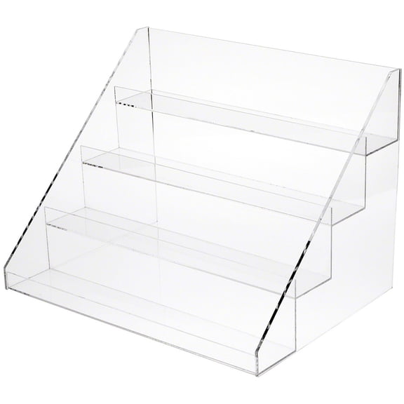 Plymor Clear Acrylic Flanged Display Stairs, 13" H x 18" W x 13" D