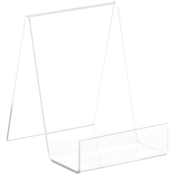 Plymor Clear Acrylic Flat Back Display Easel With 2" Box Ledge, 5.5" H x 4" W x 5" D
