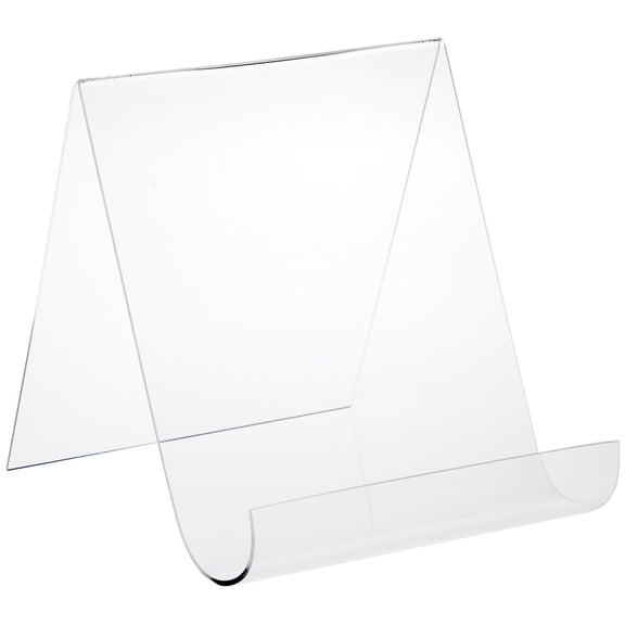 Plymor Clear Acrylic Flat Back Display Easel With Rounded Front, 10" H x 9.5" W x 10.5" D (2 Pack)