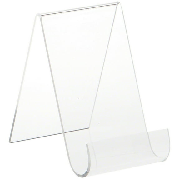 Plymor Clear Acrylic Flat Back Display Easel with Rounded Front, 5.5" H x 3.5" W x 5.5" D (12 Pack)