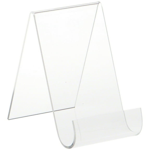 Plymor Clear Acrylic Flat Back Display Easel with Rounded Front, 5.5" H x 3.5" W x 5.5" D (6 Pack)