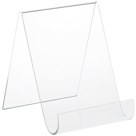 Plymor Clear Acrylic Flat Back Display Easel with Rounded Front, 6.5" H x 5.5" W x 6.5" D (12 Pack)