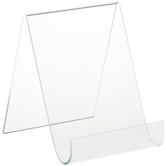 Plymor Clear Acrylic Flat Back Display Easel with Rounded Front, 6.5" H x 5.5" W x 6.5" D