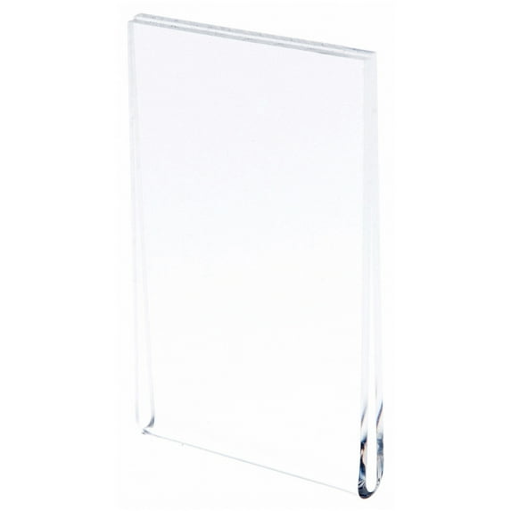 Plymor Clear Acrylic Folder-Style Sign Display Holder / Business Card Holder, 2.5" W x 3.5" H (2 Pack)