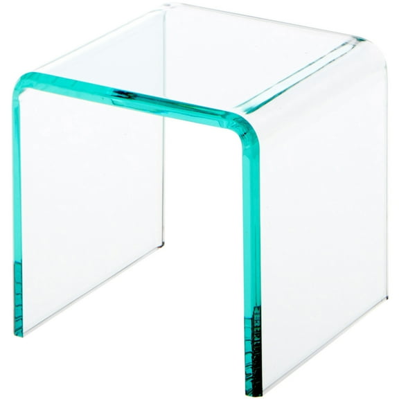 Plymor Clear Acrylic "Green Glass-Look Beveled Edge" Display Riser, 4" x 4" x 4" (1/4" thick) (2 Pack)