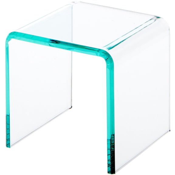 Plymor Clear Acrylic "Green Glass-Look Beveled Edge" Display Riser, 4" x 4" x 4" (1/4" thick) (6 Pack)