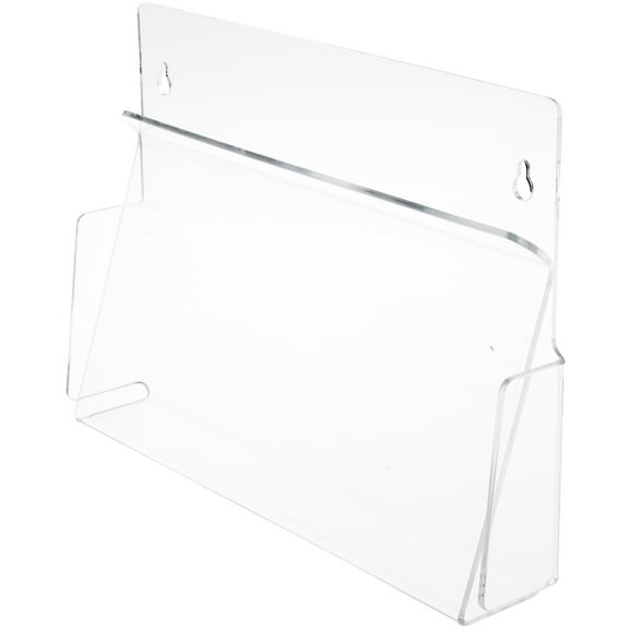 Plymor Clear Acrylic Horizontal Pinch-Style Paper Literature Holder (Wall Mount), Fits 8.5" x 11" Documents