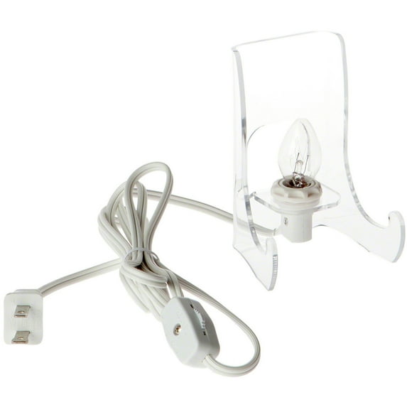 Plymor Clear Acrylic Lighted Flat Back Easel With Shallow Support Ledges, 4.5" H x 3.375" W x 2.75" D