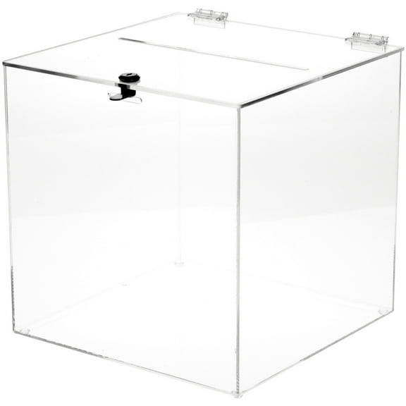 Plymor Clear Acrylic Locking Ballot / Collection / Donation Box, 12" W x 12" D x 12" H