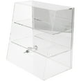 thumbnail image 1 of Plymor Clear Acrylic Locking Display Case with Slanted Front and Sliding Back, 2 Flat Shelves (Mirrored) 16" H x 16" W x 10" D, 1 of 1