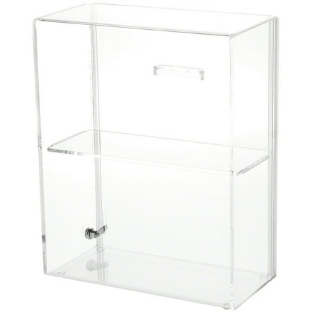 Plymor Clear Acrylic Locking Display Case with Sliding Back, 1 Shelf, 12.75" H x 10.25" W x 5" D