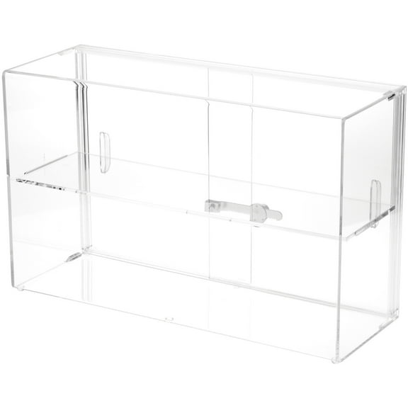 Plymor Clear Acrylic Locking Display Case with Sliding Back, 1 Shelf, 13" H x 21" W x 7.5" D